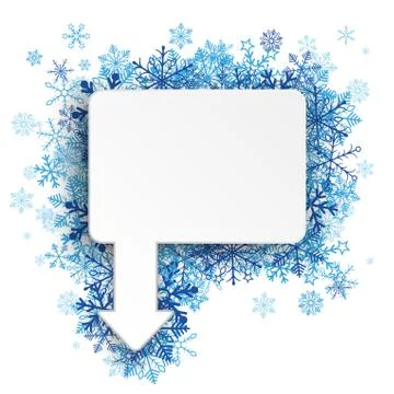 Rectangle Arrow Pointer Blue Snowflakes Stock Illustration