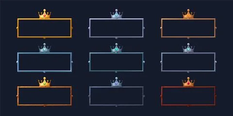 Rectangle avatar frames with royal crowns, , ui Illustrazione stock