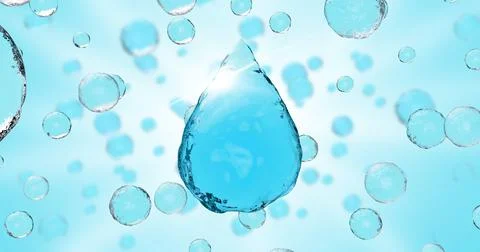 Rectangle banner with 3d Illustration a drop of clean drinking water in Center イラスト素材
