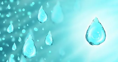 Rectangle banner with 3d Illustration a drop of clean drinking water on right Stock Illustration