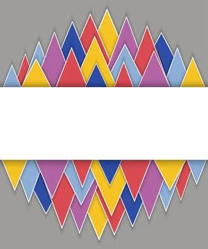 Rectangle banner on abstract triangles background with drop shadows Stock Illustration
