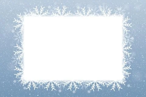 Rectangle. Blank banner. Snowflakes. Snow. Stock Illustration