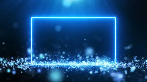 Rectangle blue neon light on dust particle background. Stock Footage 211823350