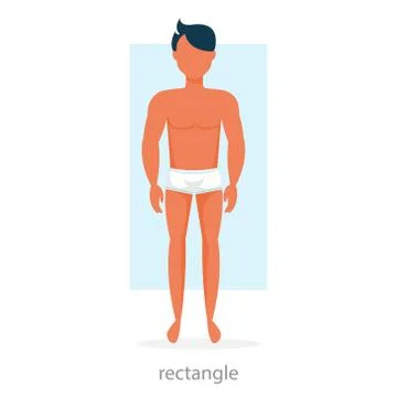 Rectangle body shape. Man standing in the underwear 库存插图