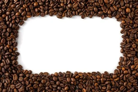 Rectangle Border Frame Made of Aromatic Coffee Beans Stock Photos
