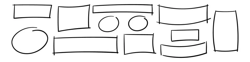 Rectangle borderline. square shape outline on hand drawing style. Flat vect.. Stock Illustration