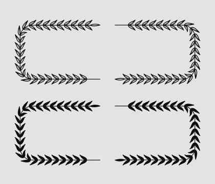 Rectangle botanical leaves laurel collection.Vector illustration. Stock Illustration