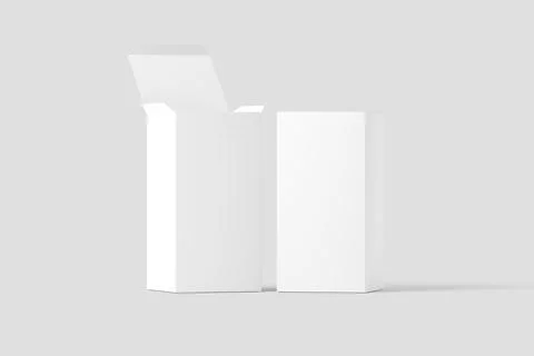 Rectangle Box White Blank 3D Rendering Mockup Stock Illustration