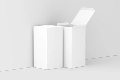 Rectangle Box White Blank 3D Rendering Mockup Stock Illustration