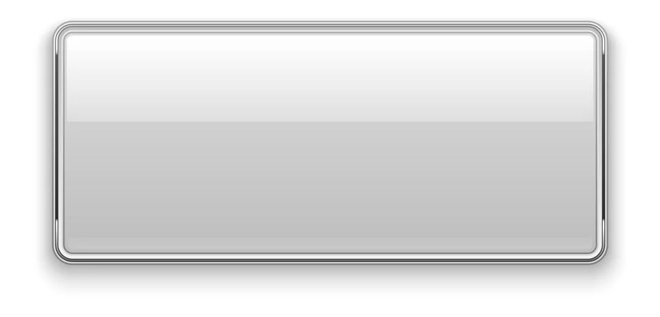 Rectangle button template. Clear white glossy metal shape Stock Illustration