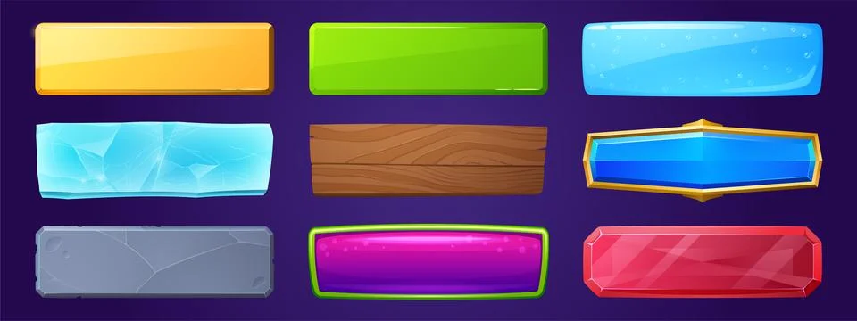 Rectangle buttons with different textures Illustrazione stock