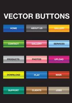 Rectangle Buttons Set for Web Design 스톡 일러스트