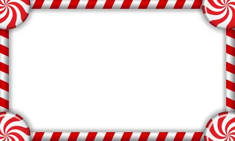 Rectangle candy cane frame with red and white striped lollipop pattern. Vec.. 스톡 일러스트