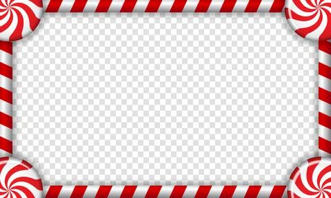 Rectangle candy cane frame with red and white striped lollipop pattern. Vec.. イラスト素材