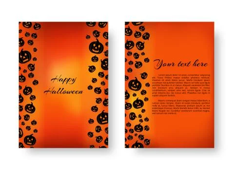 Rectangle card with pumpkins for halloween Stock Illustration