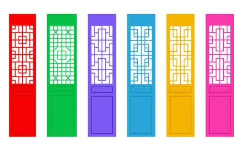 Rectangle Chinese door with pattern , vector Stock Illustration