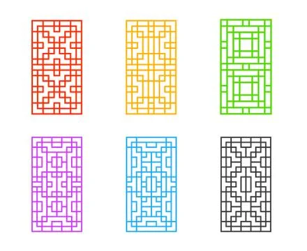 Rectangle Chinese window frame for door, vector Stock Illustration