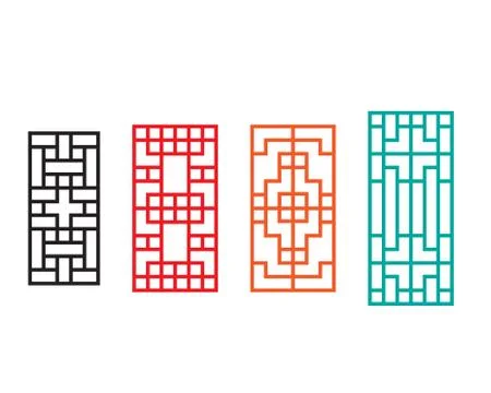 Rectangle Chinese window with pattern Stock Illustration