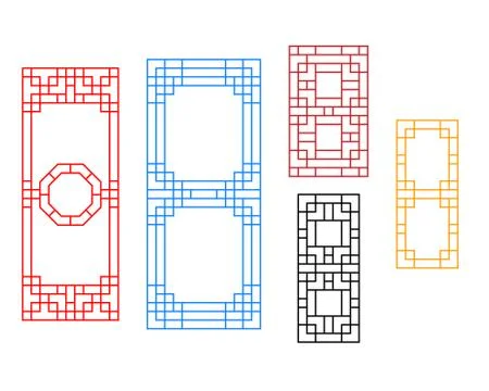 Rectangle Chinese window with pattern, vector Illustrazione stock