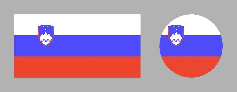 Rectangle, circle set of flag of Slovenia. State round, rectangular symbol of Stock Illustration