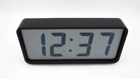RECTANGLE clock black color on white background. Stock Photos