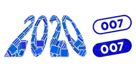 Rectangle Collage 2020 Perspective Text with Distress 007 Stamps Stock Illustration