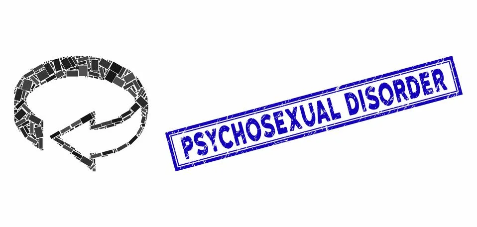 Rectangle Collage 3D Rotation with Scratched Psychosexual Disorder Seal イラスト素材