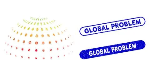 Rectangle Collage Abstract Dotted Semi-Sphere with Distress Global Problem Stock Illustration
