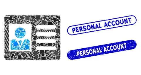 Rectangle Collage Account Card with Scratched Personal Account Stamps Illustrazione stock