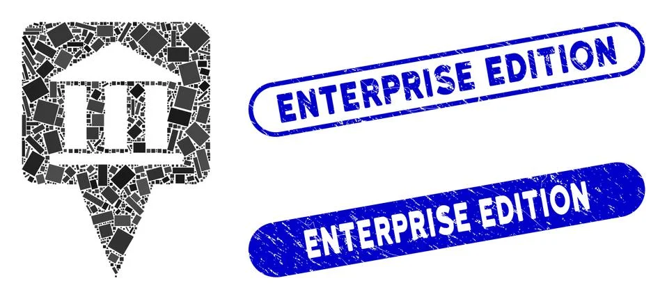 Rectangle Collage Bank Building Pointer with Scratched Enterprise Edition Stamps Ilustración de archivo