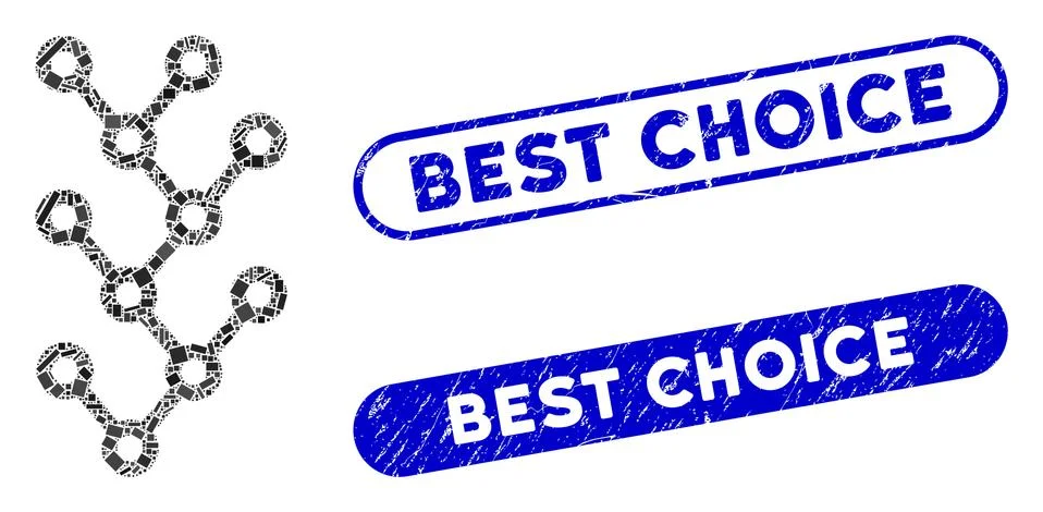 Rectangle Collage Binary Tree with Distress Best Choice Stamps Stock Illustration