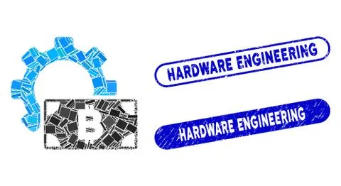Rectangle Collage Bitcoin Cash Options Gear with Grunge Hardware Engineering Stock Illustration
