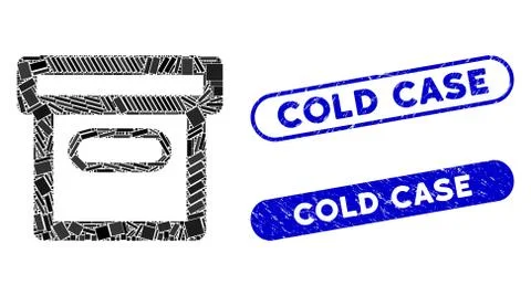 Rectangle Collage Box with Textured Cold Case Stamps Stock Illustration