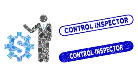 Rectangle Collage Businessman Options with Textured Control Inspector Seals Stock Illustration