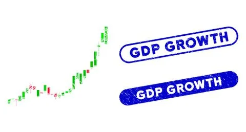 Rectangle Collage Candlestick Chart Growth Acceleration with Textured GDP Growth Stock Illustration