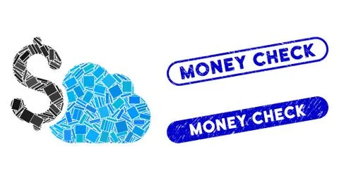 Rectangle Collage Cloud Banking with Grunge Money Check Stamps Ilustración de archivo