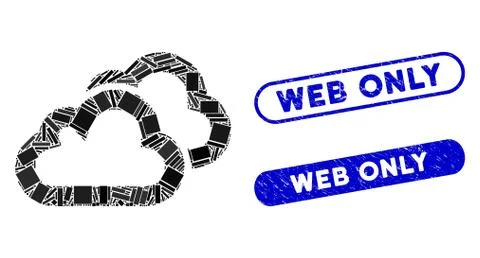 Rectangle Collage Clouds with Grunge Web Only Seals Ilustración de archivo