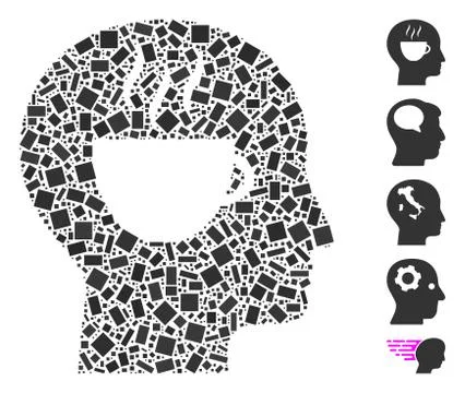 Rectangle Collage Coffee Thinking Illustrazione stock