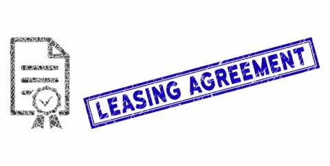 Rectangle Collage Contract Document with Scratched Leasing Agreement Seal Stock Illustration