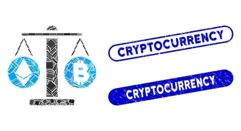 Rectangle Collage Cryptocurrency Weight with Distress Cryptocurrency Seals Stock Illustration