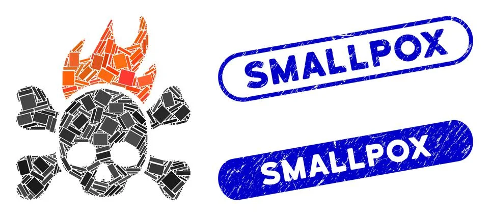 Rectangle Collage Death Fire with Grunge Smallpox Stamps Stock Illustration