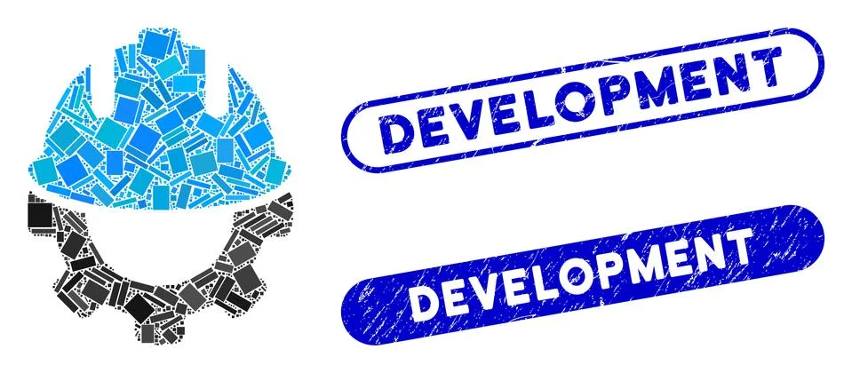 Rectangle Collage Development with Scratched Development Stamps Stock Illustration