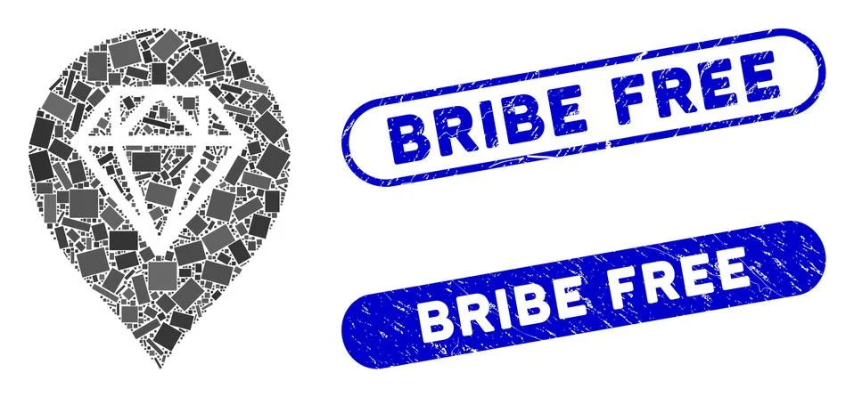 Rectangle Collage Diamond Map Marker with Distress Bribe Free Stamps イラスト素材