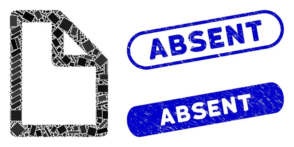 Rectangle Collage Document Page with Grunge Absent Seals Stock Illustration
