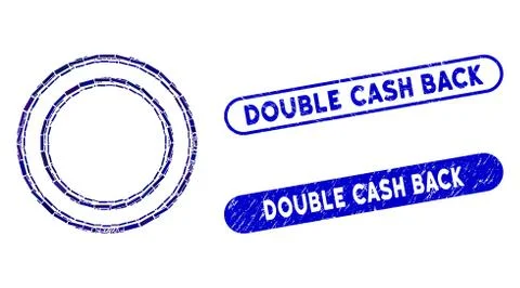 Rectangle Collage Double Circle Frame with Scratched Double Cash Back Stamps Stock Illustration