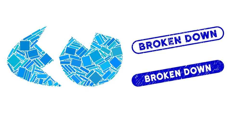 Rectangle Collage Eggshell with Scratched Broken Down Stamps Illustrazione stock