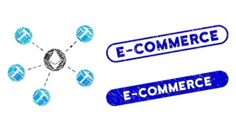 Rectangle Collage Ethereum Mining Pool with Textured E-Commerce Stamps Illustrazione stock