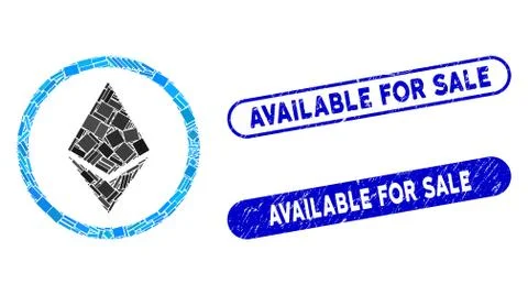 Rectangle Collage Ethereum Rounded with Scratched Available for Sale Stamps Stock Illustration