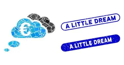 Rectangle Collage Euro Dream Clouds with Textured A Little Dream Seals Ilustración de archivo