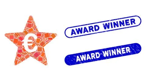 Rectangle Collage Euro Hit Parade Star with Scratched Award Winner Seals Stock Illustration